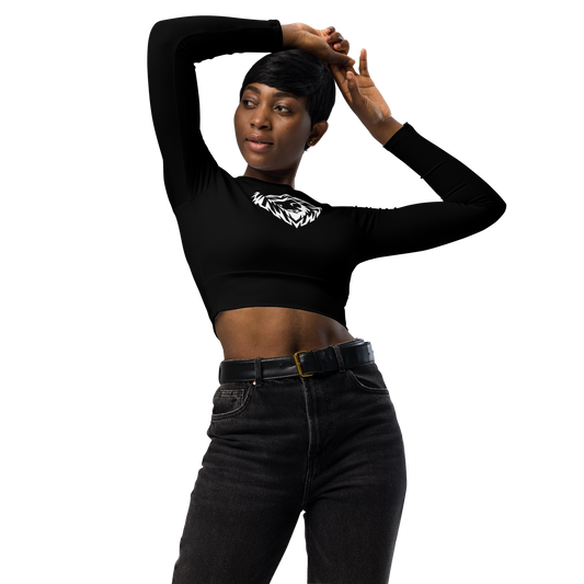 Recycled Long-Sleeve Crop Top black