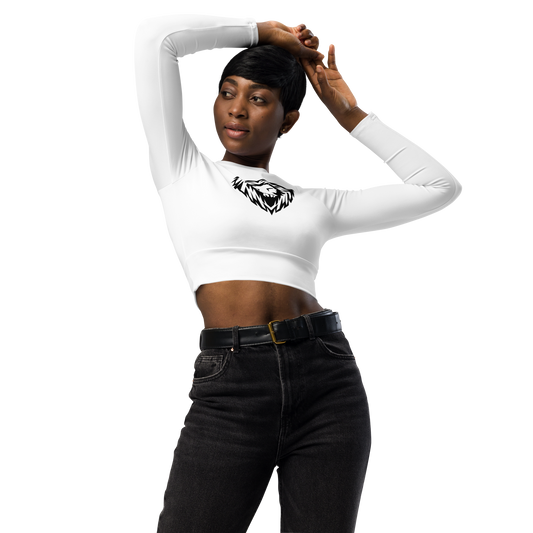 Recycled Long-Sleeve Crop Top white