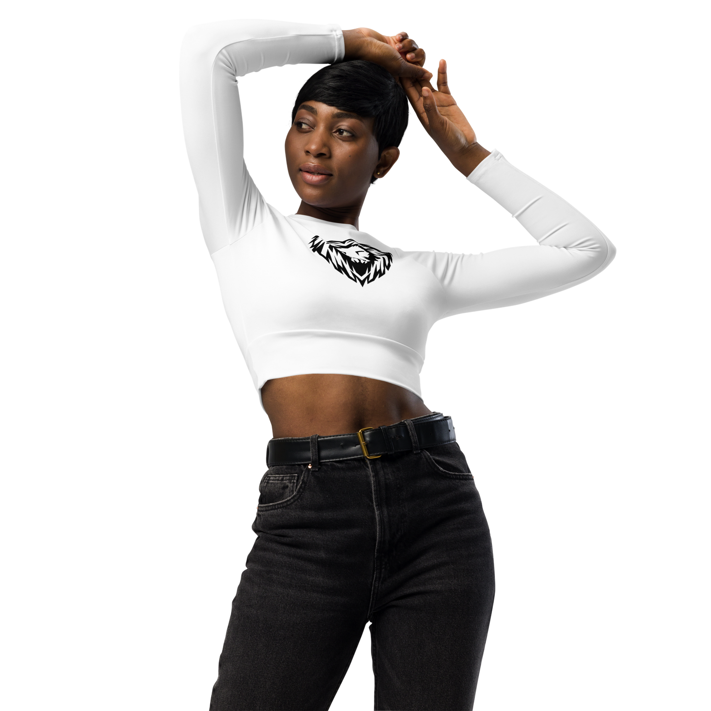 Recycled Long-Sleeve Crop Top white